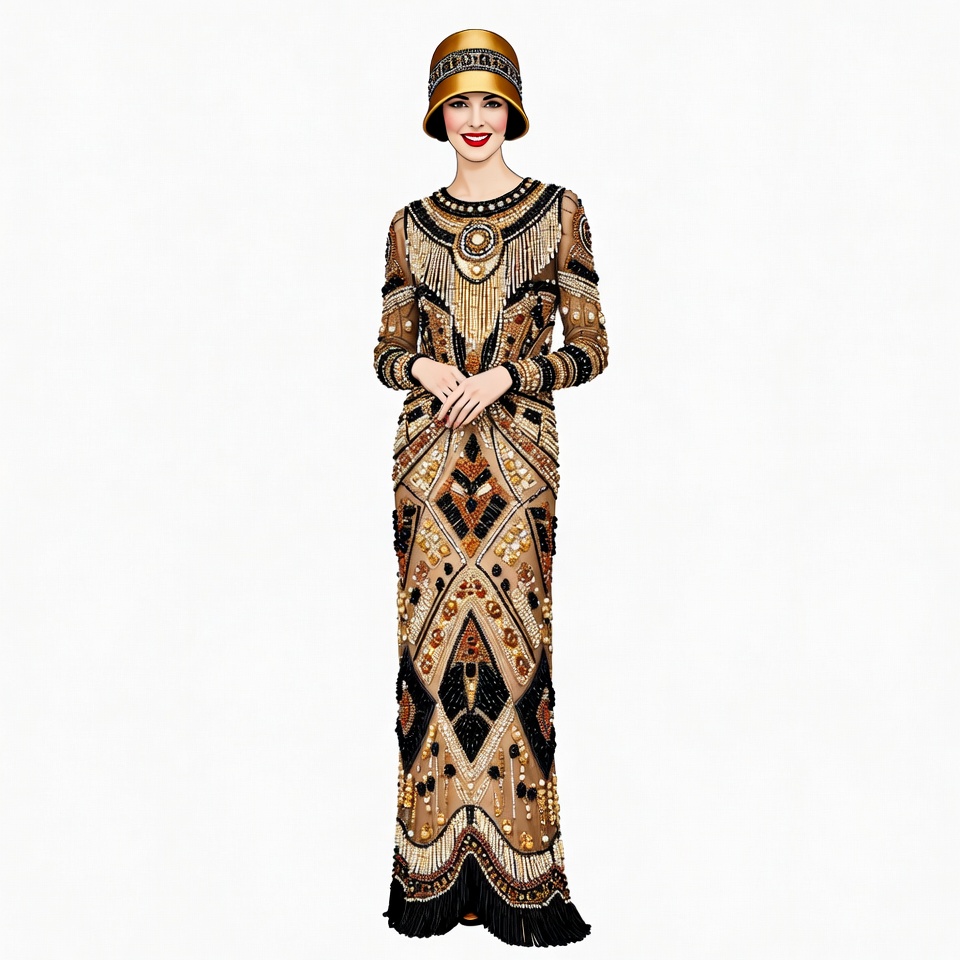 Woman in Gold Flapper Dress Woman in Gold Flapper Dress