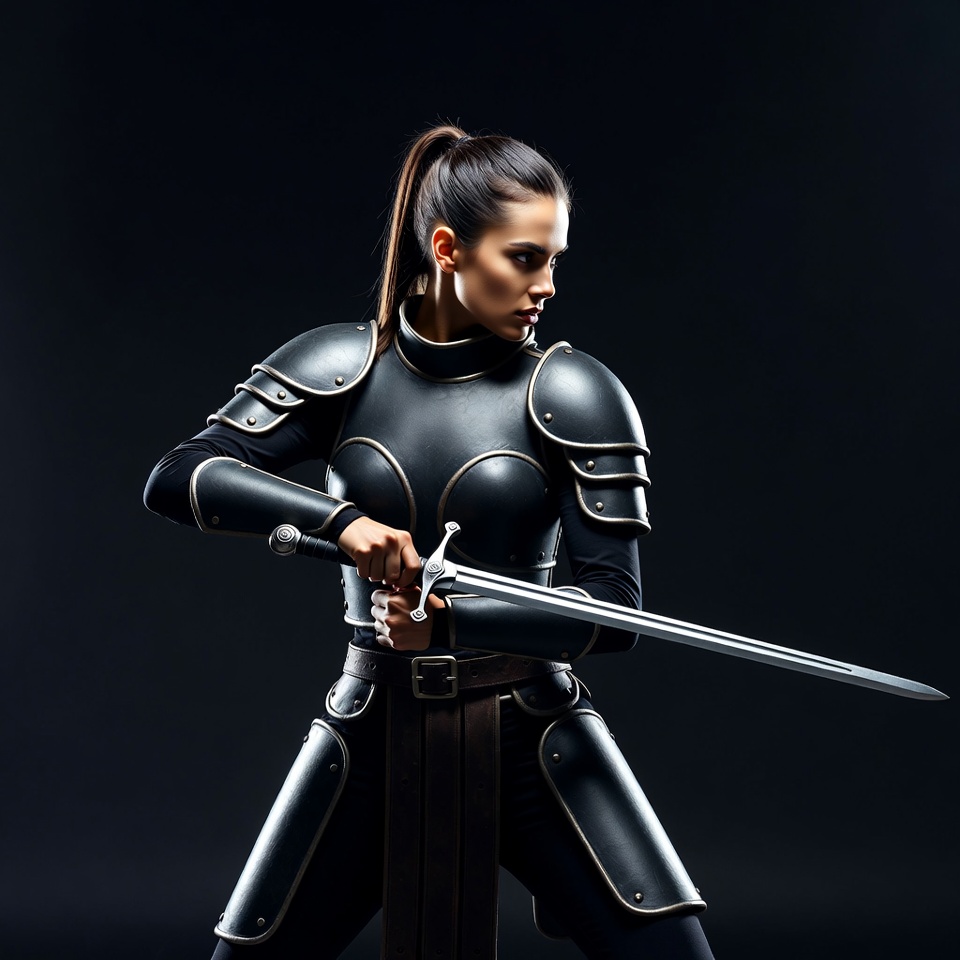 Female warrior holding sword Female warrior holding sword