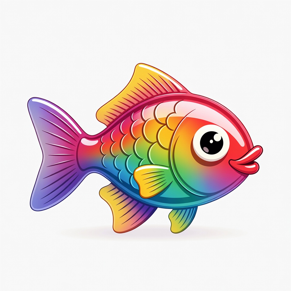 Cute Rainbow Fish Illustration Cute Rainbow Fish Illustration