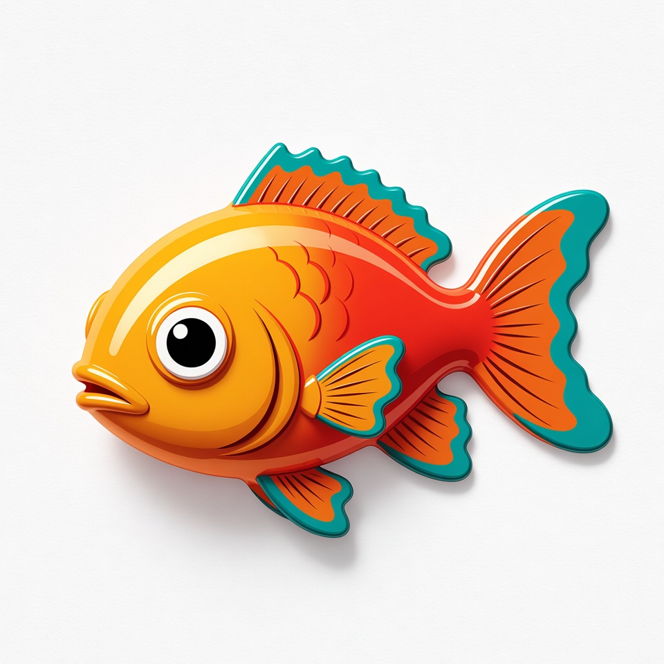 Cartoon Orange Goldfish on White Cartoon Orange Goldfish on White