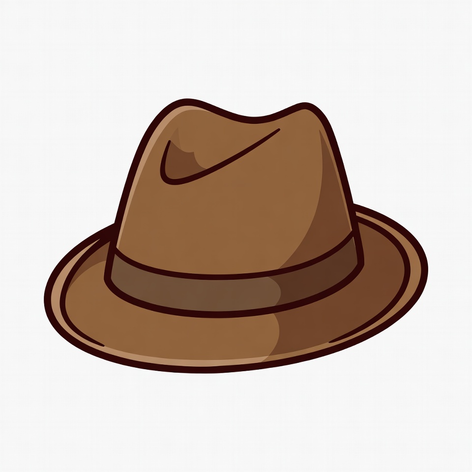 Brown fedora hat illustration Brown fedora hat illustration