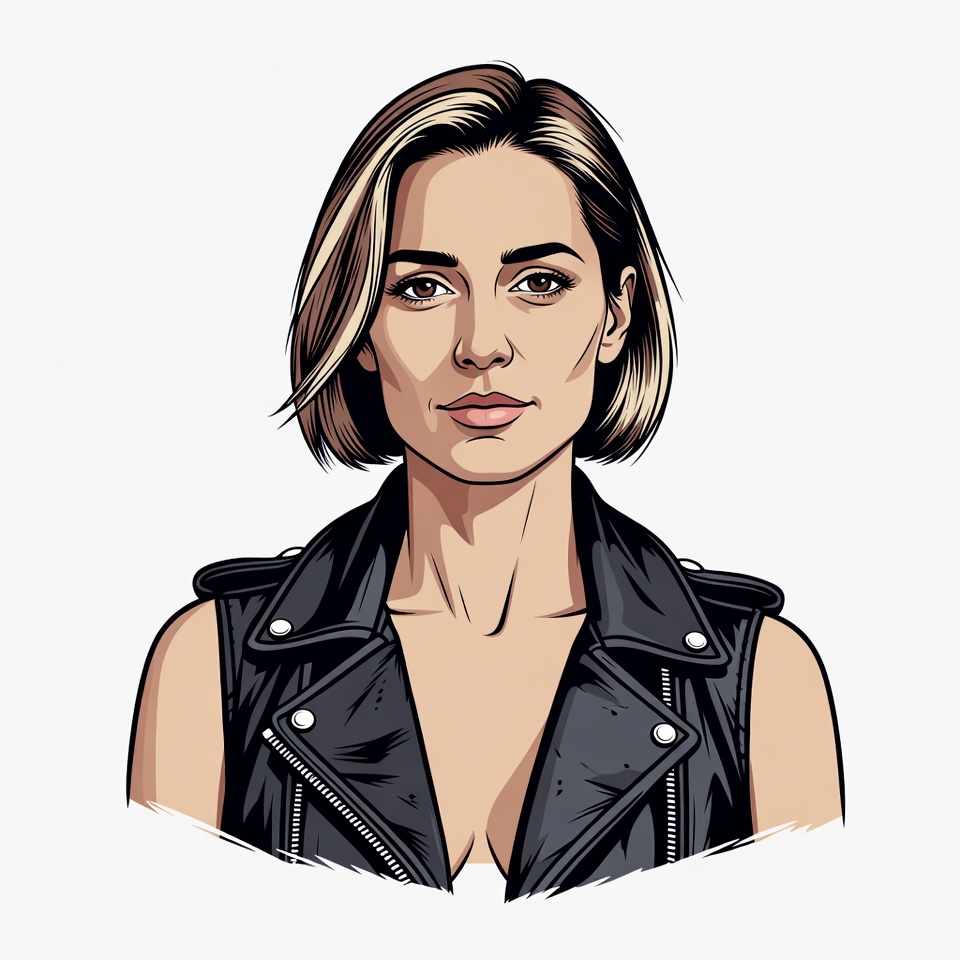 Blonde woman in leather jacket Blonde woman in leather jacket