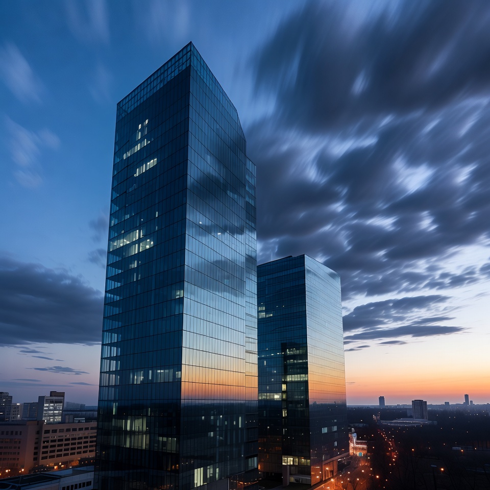 Modern Skyscrapers at Twilight Modern Skyscrapers at Twilight