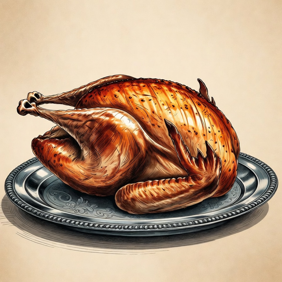 Roasted Turkey on Silver Platter Roasted Turkey on Silver Platter