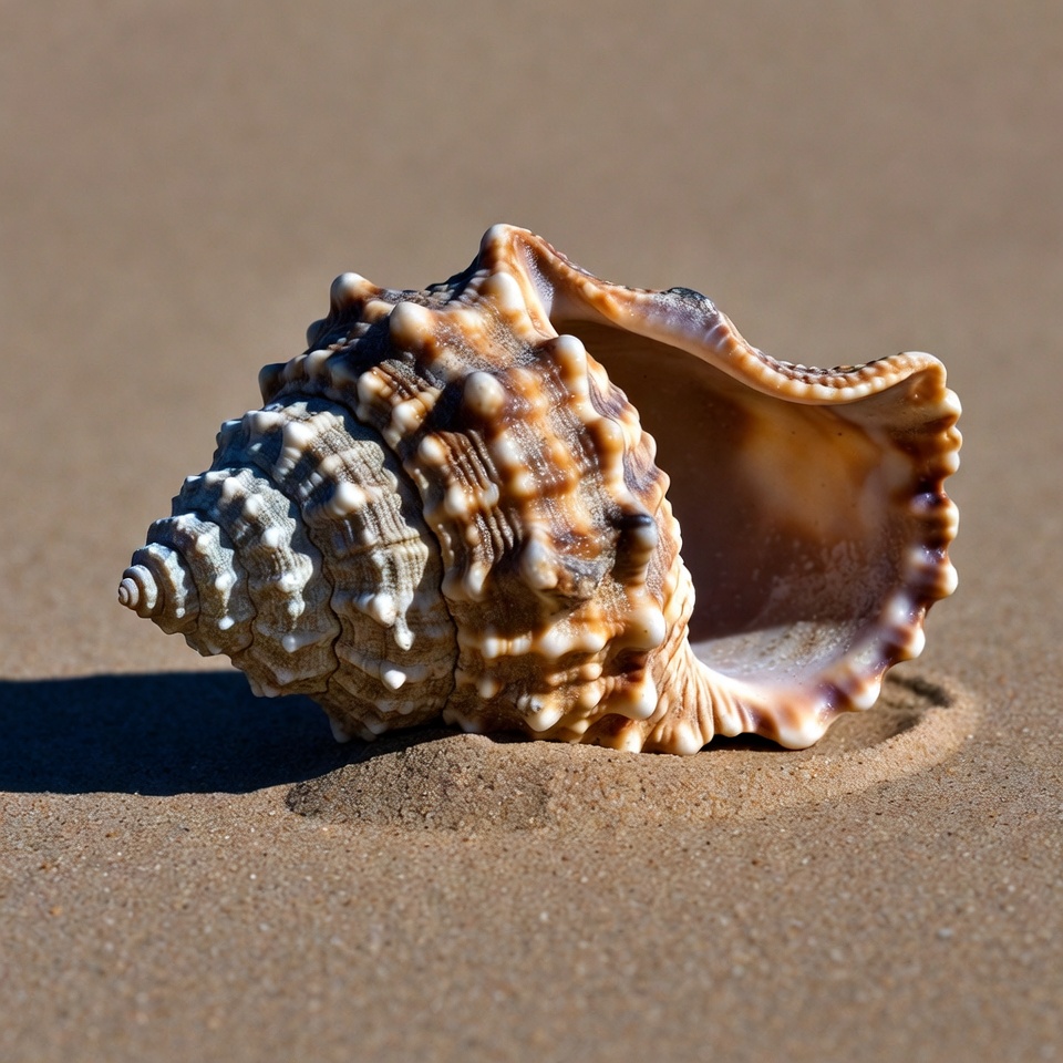 Large Seashell on Sandy Beach Large Seashell on Sandy Beach