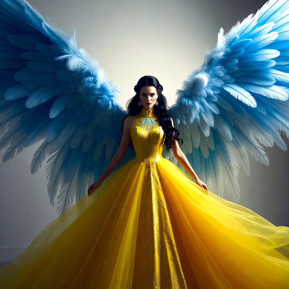 Woman with Blue Angel Wings Woman with Blue Angel Wings