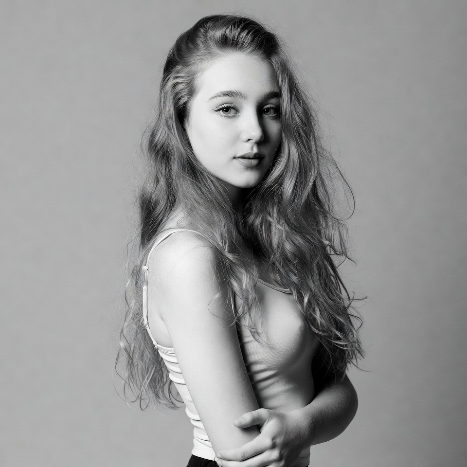 Teen girl with long wavy hair Teen girl with long wavy hair