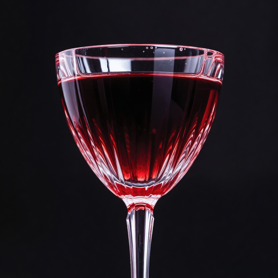 Red cocktail in crystal glass Red cocktail in crystal glass