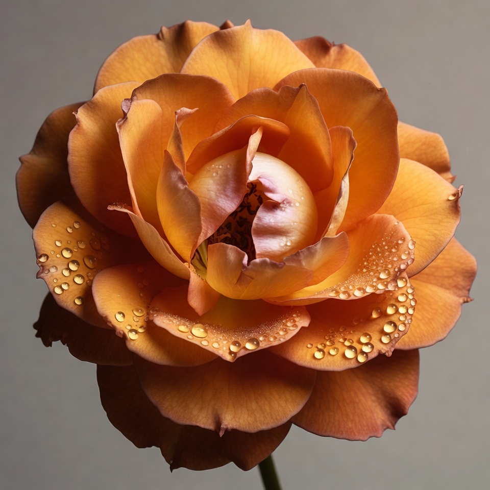 Orange Rose with Dew Drops Orange Rose with Dew Drops