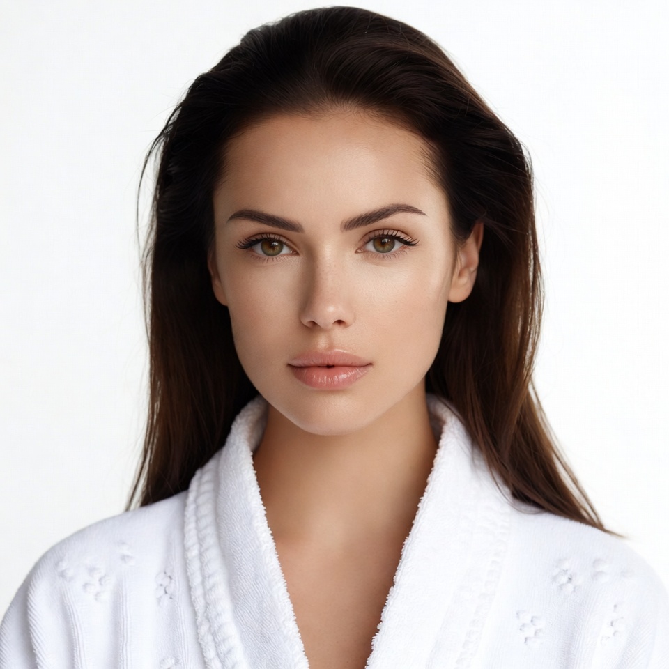 Beautiful woman in white robe Beautiful woman in white robe