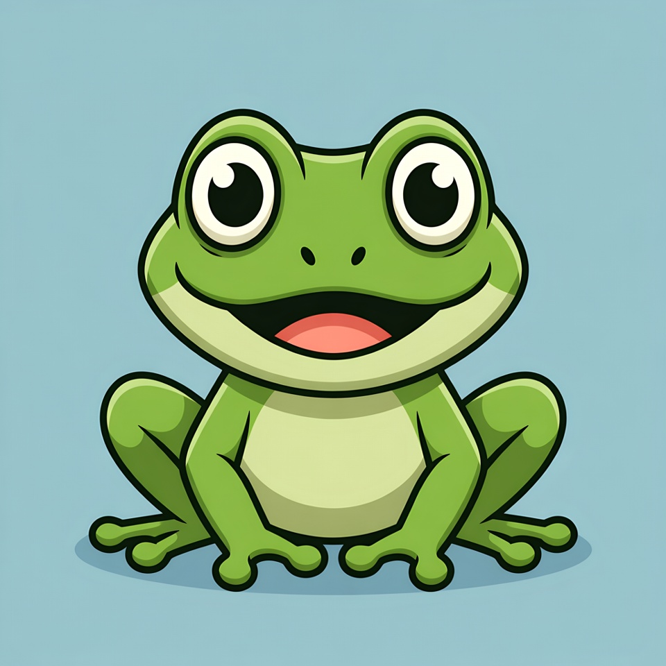 Cute cartoon green frog smiling Cute cartoon green frog smiling