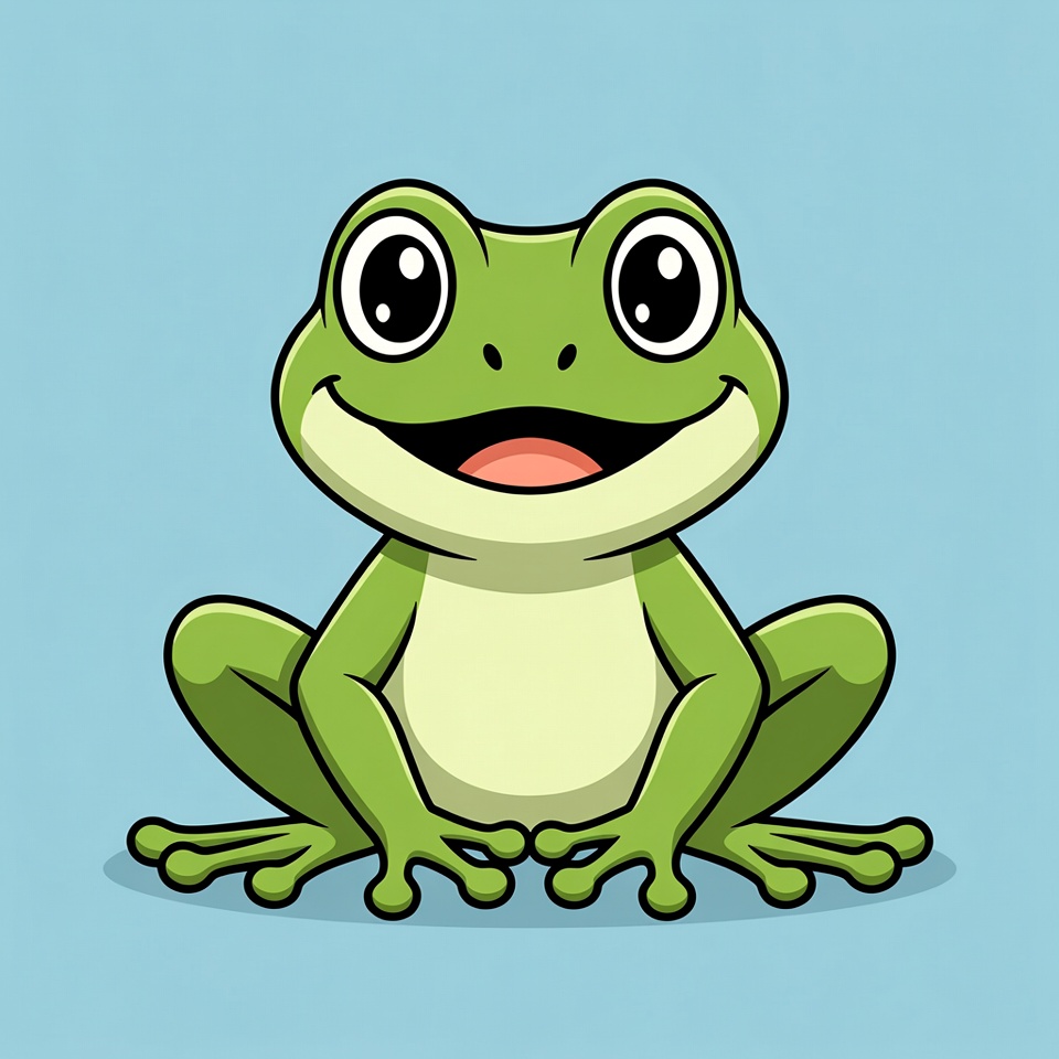 Cute cartoon green frog smiling Cute cartoon green frog smiling