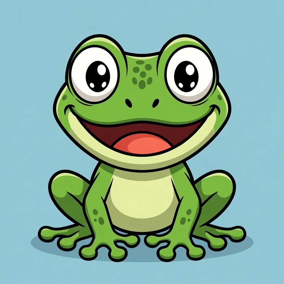 Cartoon green frog smiling Cartoon green frog smiling