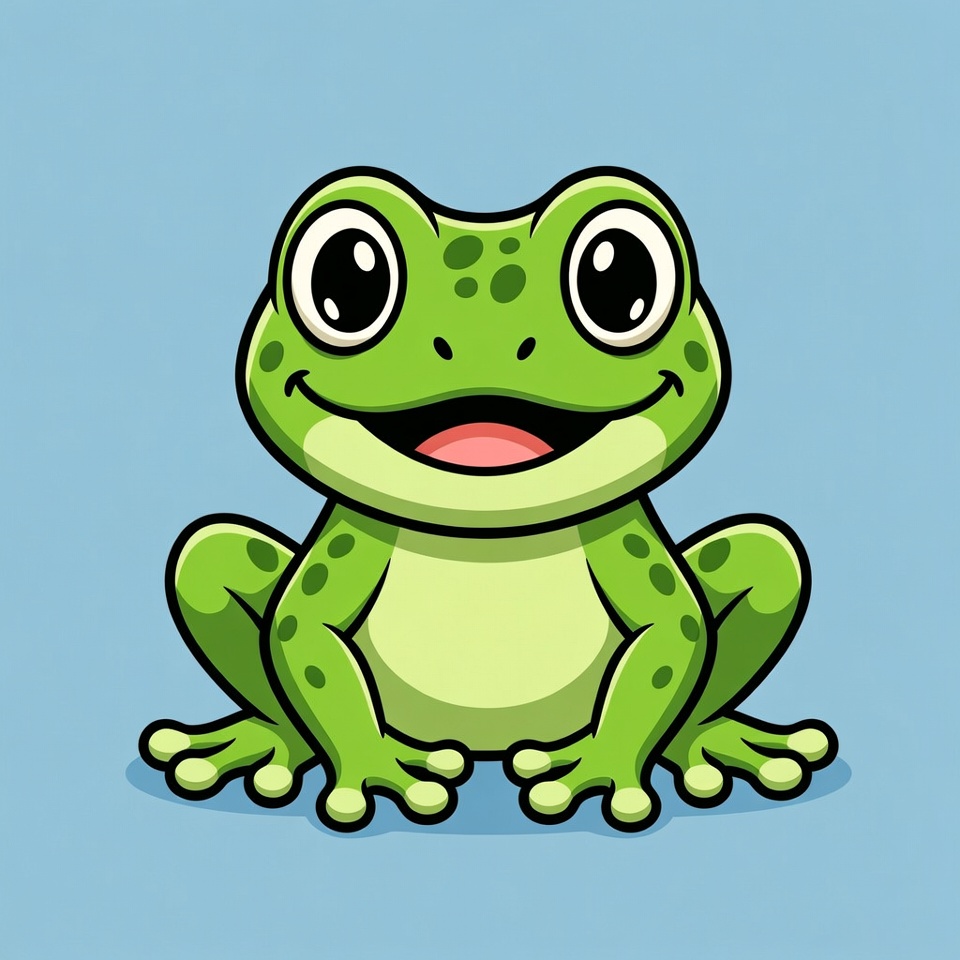 Cartoon green frog smiling Cartoon green frog smiling