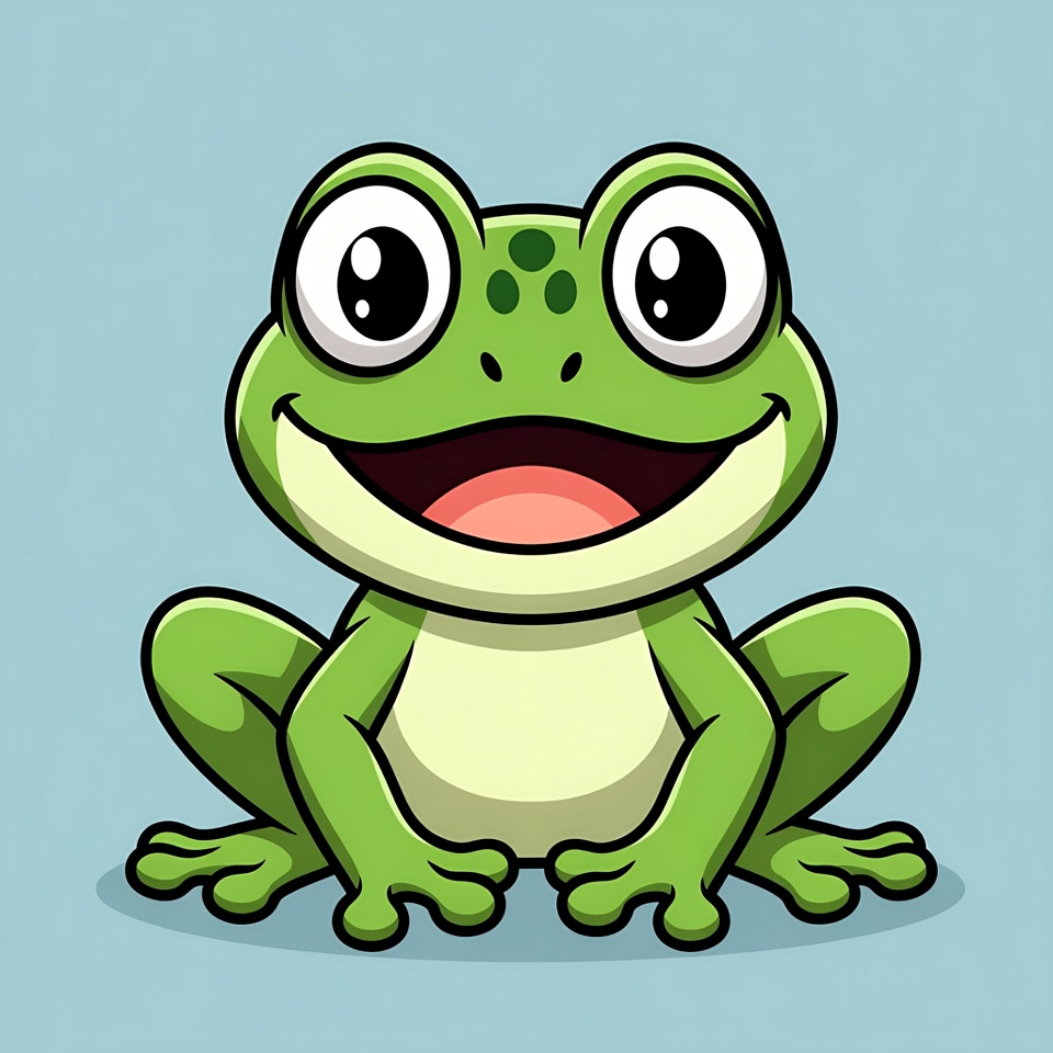 Cute cartoon green frog smiling Cute cartoon green frog smiling
