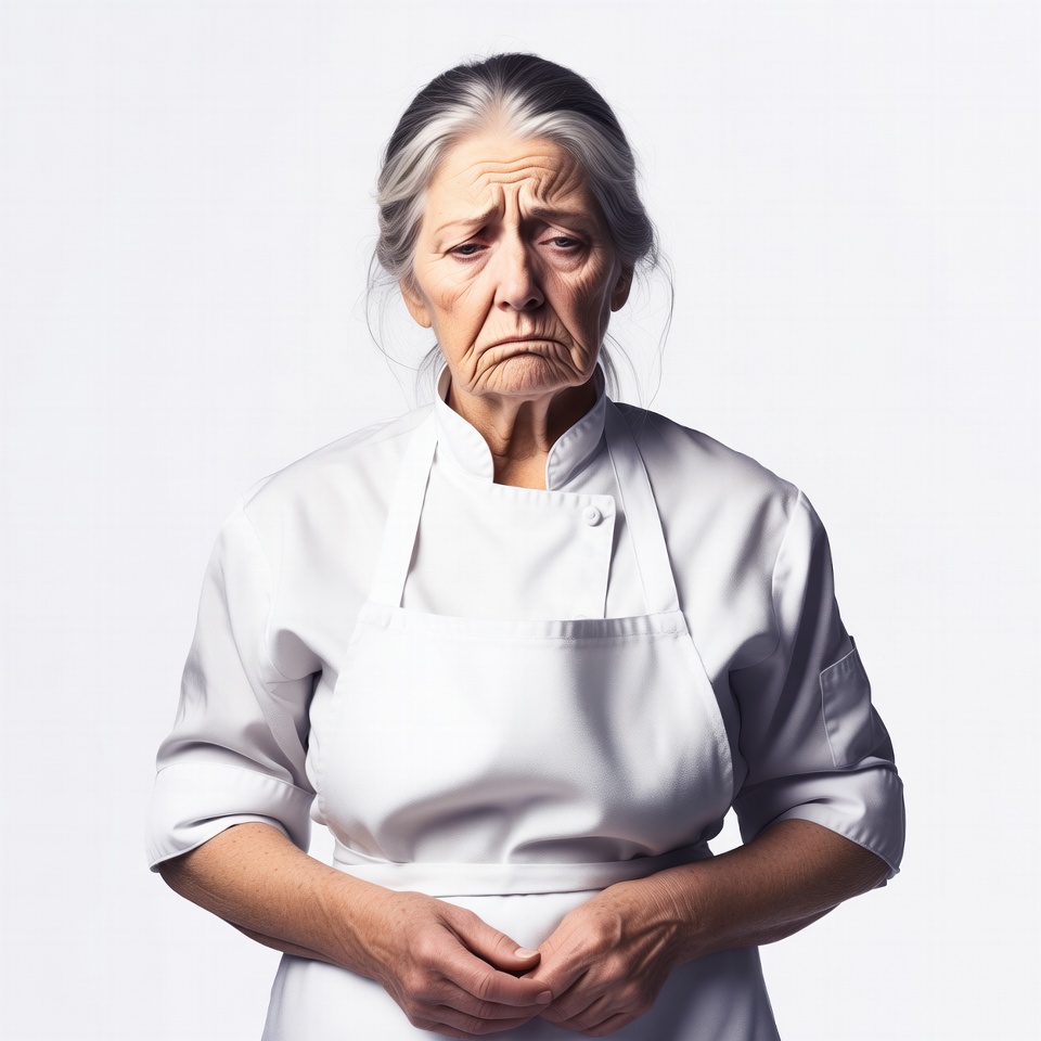 Elderly woman in chef uniform Elderly woman in chef uniform