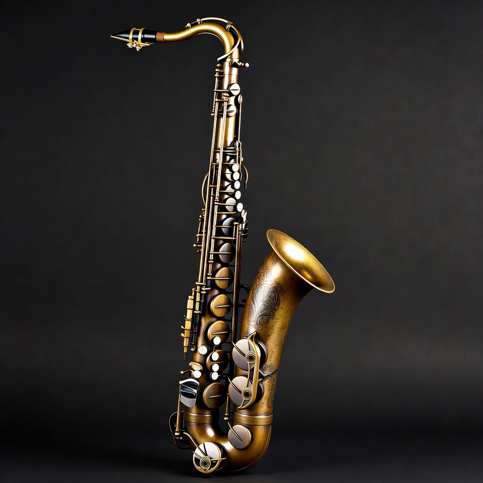 Golden Tenor Saxophone on Black Background Golden Tenor Saxophone on Black Background