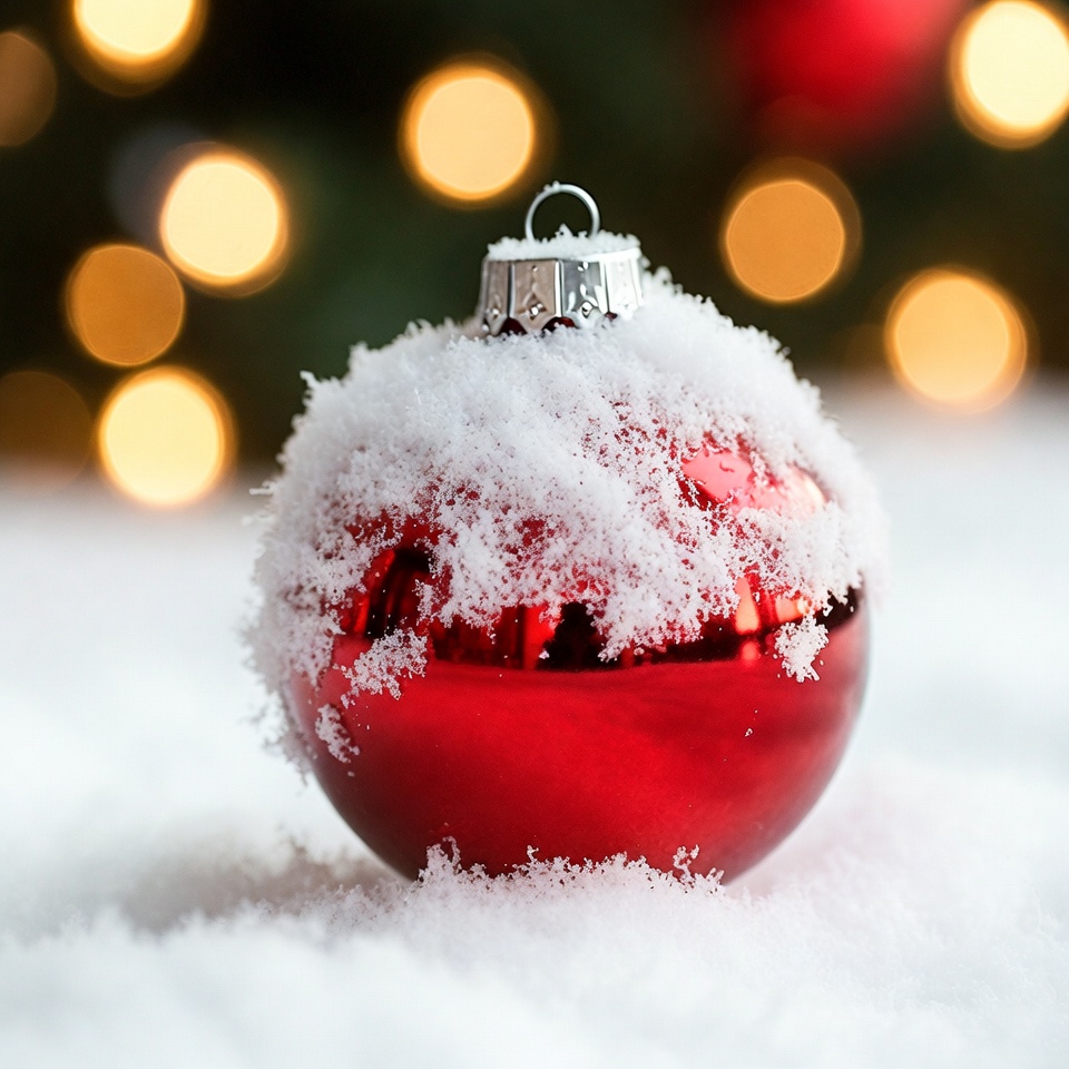 Snowy Red Christmas Ornament Snowy Red Christmas Ornament