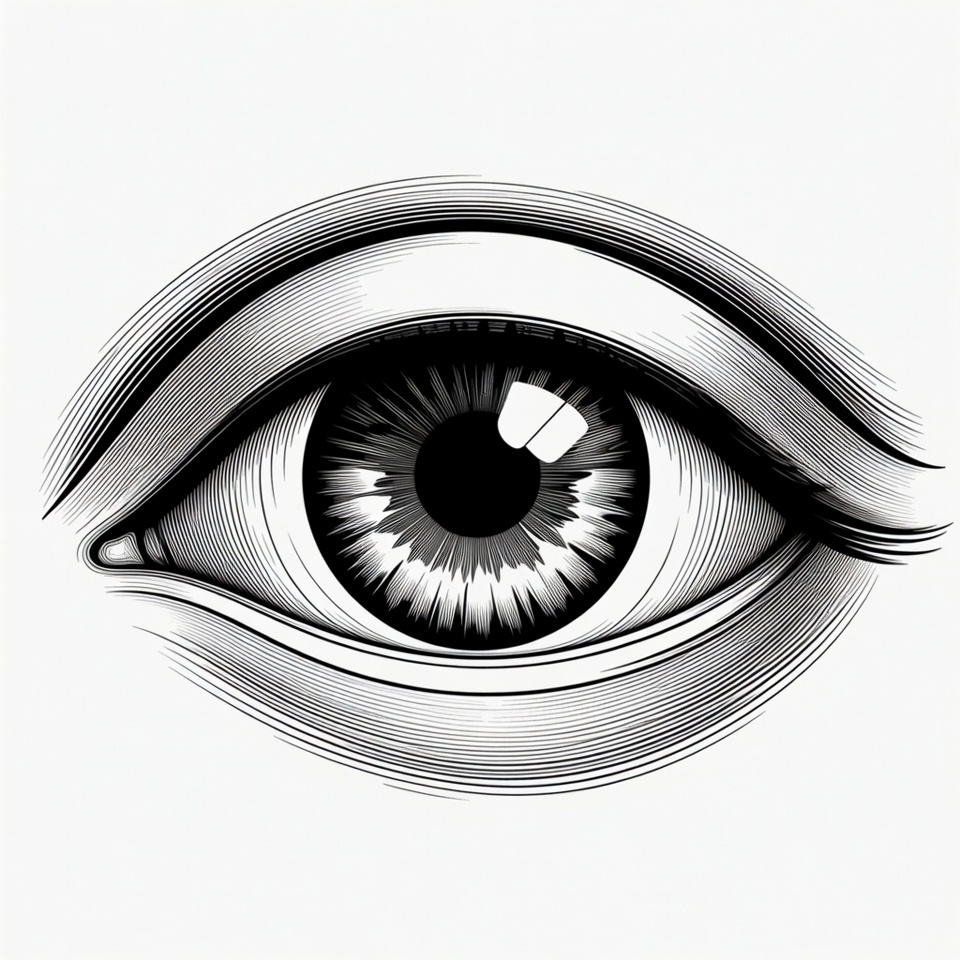 Detailed black and white eye illustration Detailed black and white eye illustration