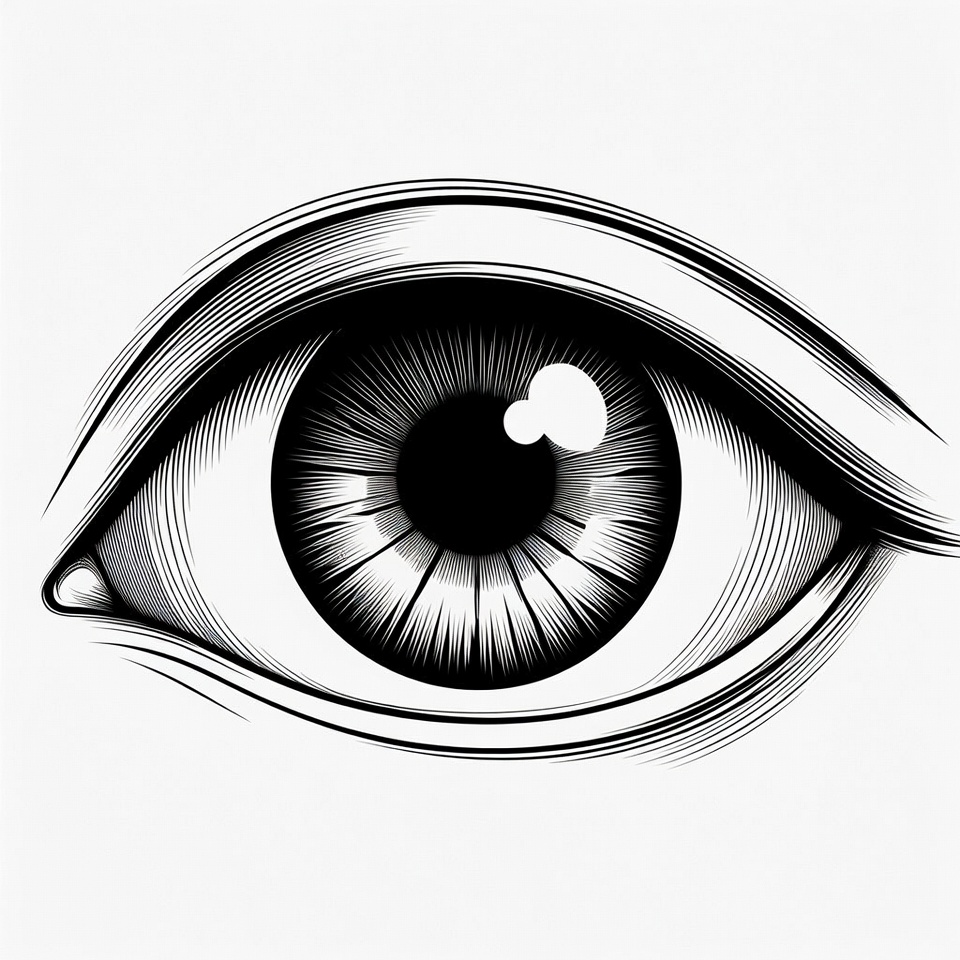 Detailed Black and White Eye Illustration Detailed Black and White Eye Illustration