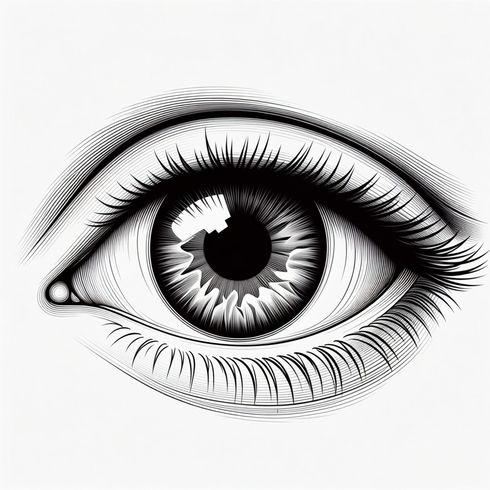 Detailed Black and White Eye Illustration Detailed Black and White Eye Illustration