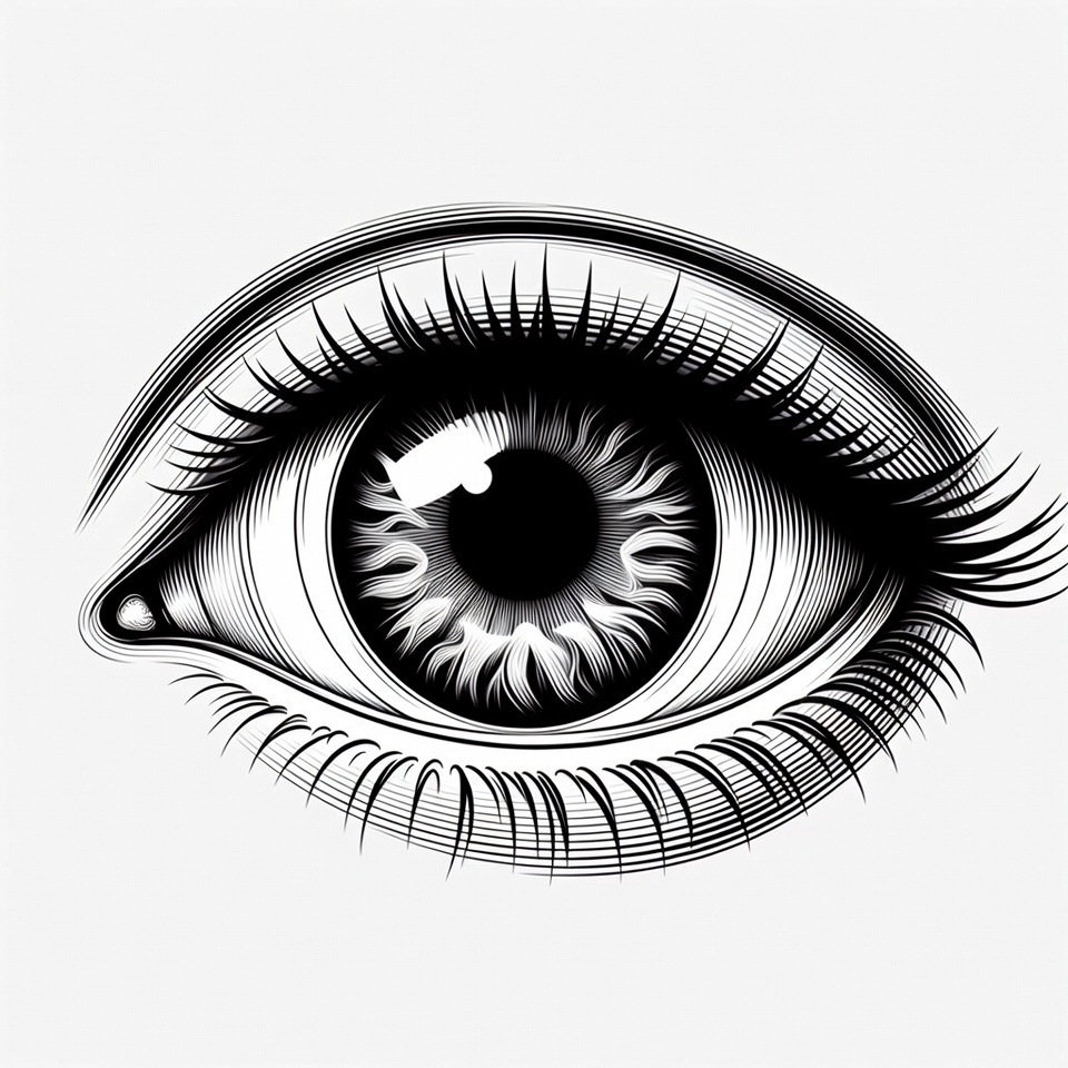 Detailed black ink eye illustration Detailed black ink eye illustration