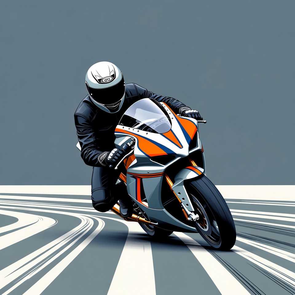 Rider leaning on sport motorcycle Rider leaning on sport motorcycle