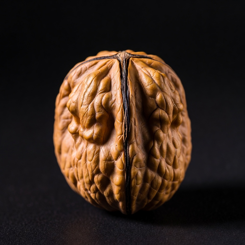 Split Walnut on Black Background Split Walnut on Black Background
