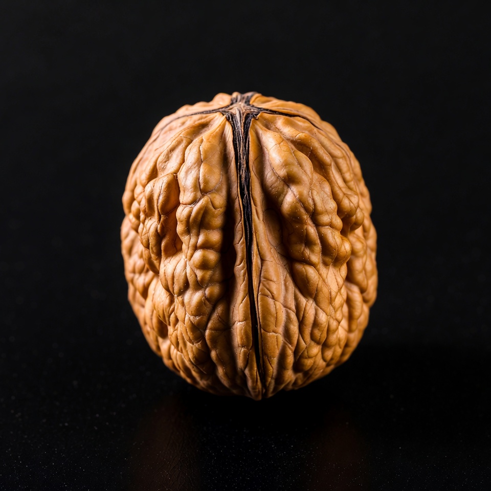 Cracked Walnut on Black Background Cracked Walnut on Black Background