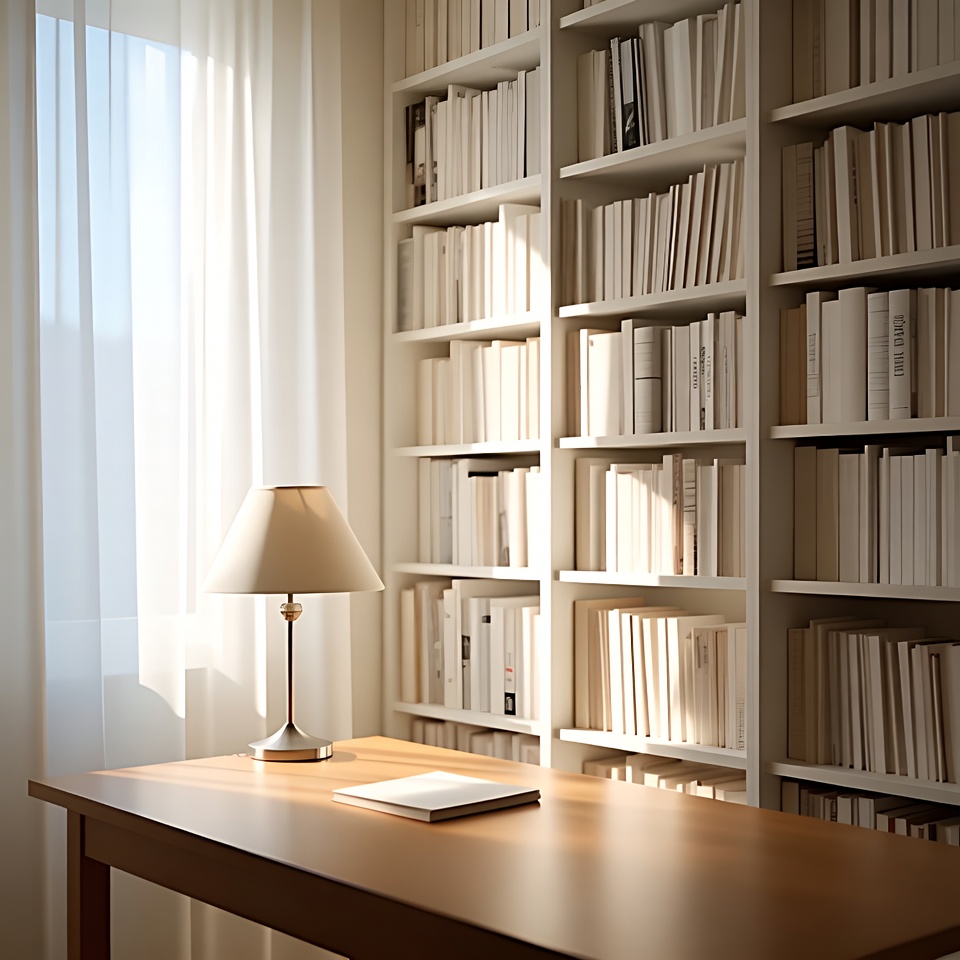 Bookshelves with Desk and Lamp Bookshelves with Desk and Lamp