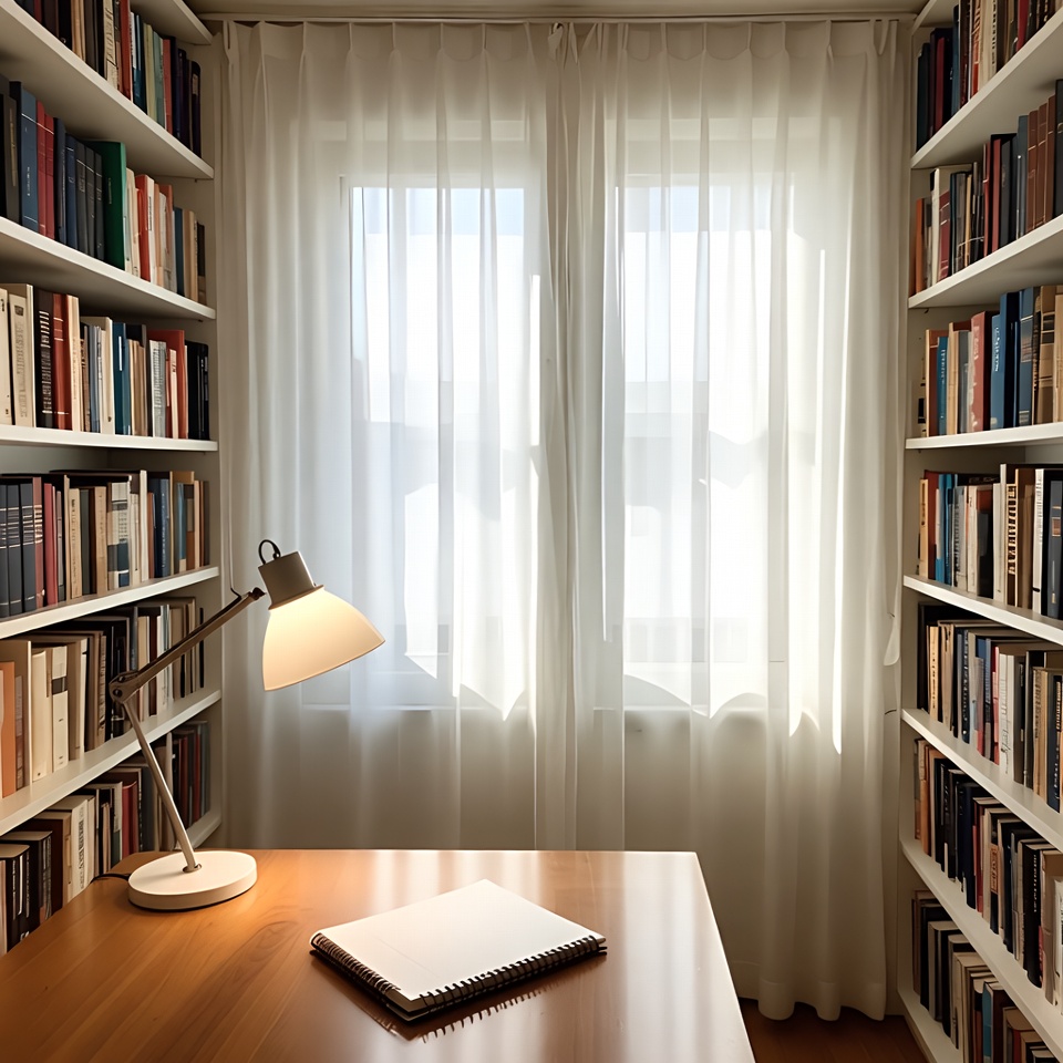 Bookshelves with Desk Lamp and Notebook Bookshelves with Desk Lamp and Notebook