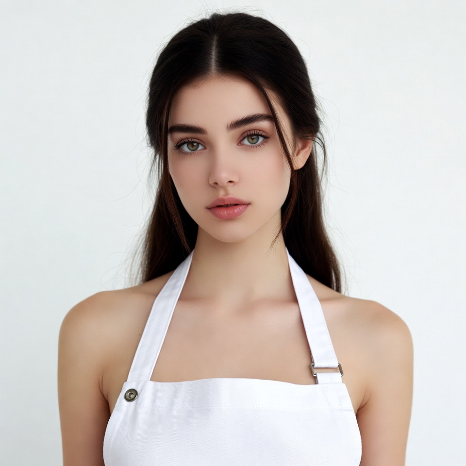 Woman wearing white apron Woman wearing white apron