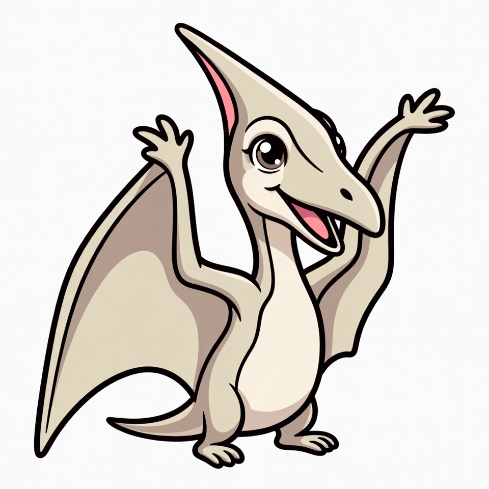 Cartoon Pterodactyl Spreading Wings Cartoon Pterodactyl Spreading Wings