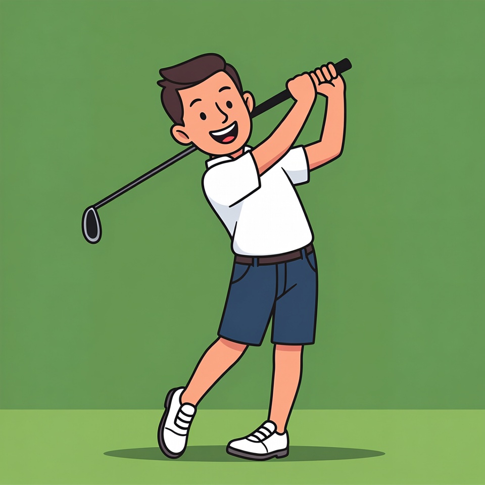 Cartoon man swinging golf club Cartoon man swinging golf club