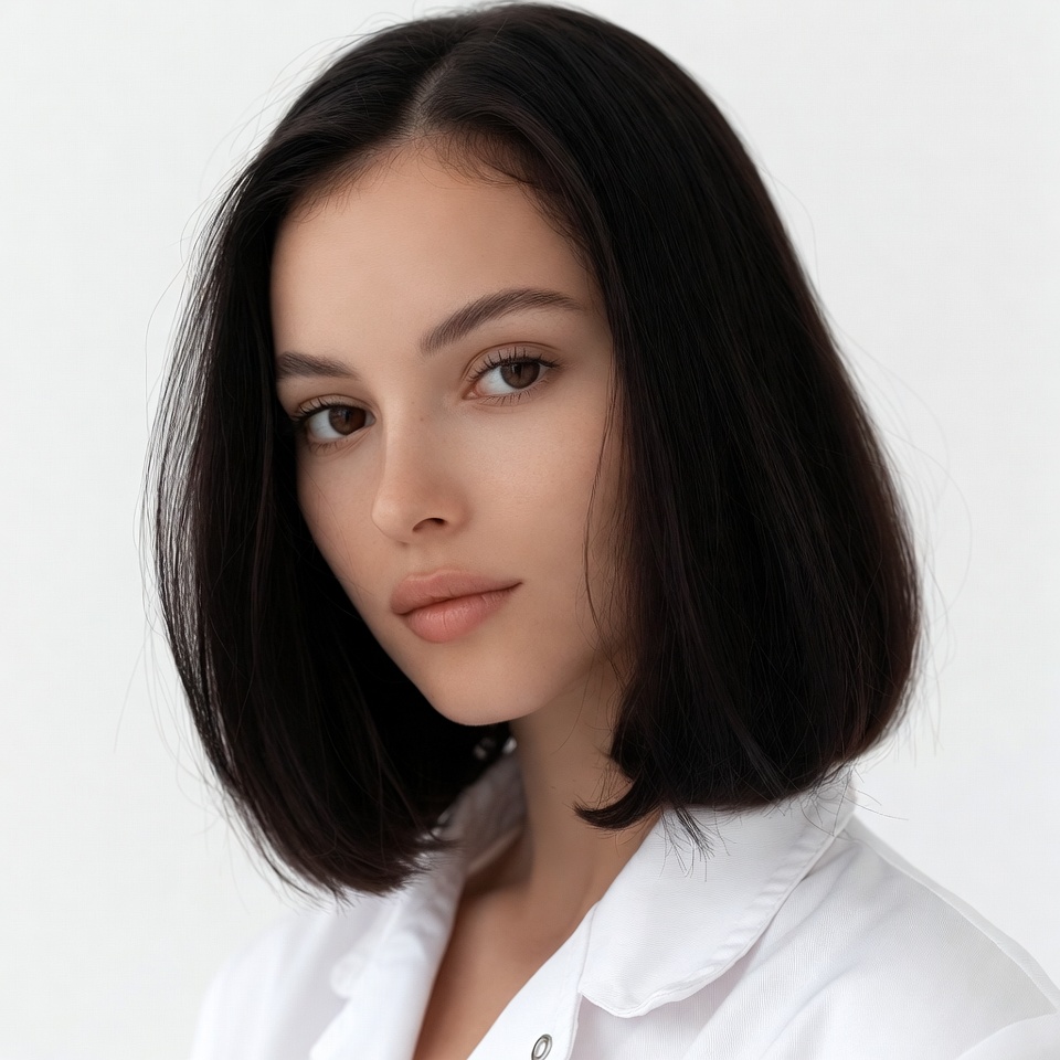 Young woman in white coat Young woman in white coat