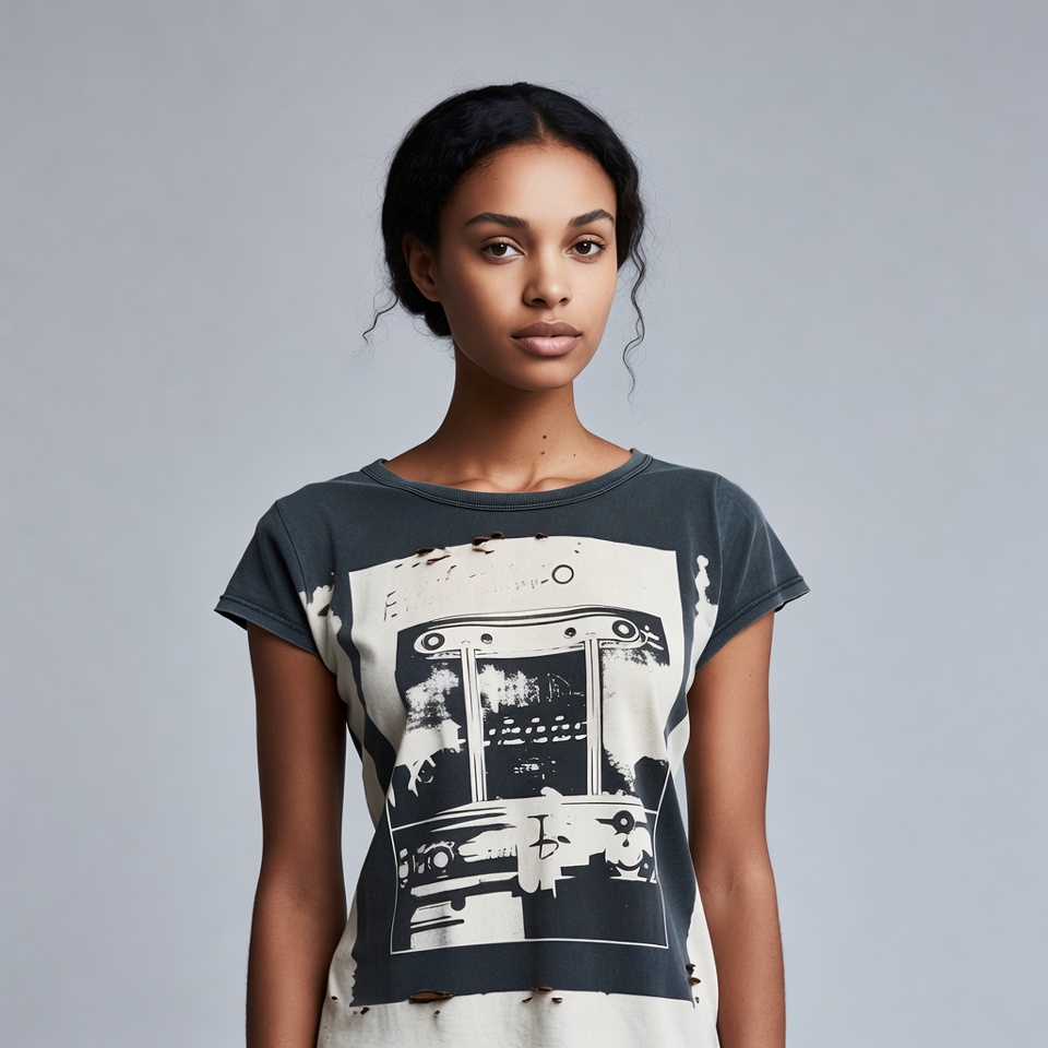 African-American woman in graphic t-shirt African-American woman in graphic t-shirt