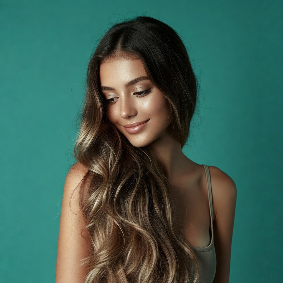 Beautiful woman with long wavy hair Beautiful woman with long wavy hair