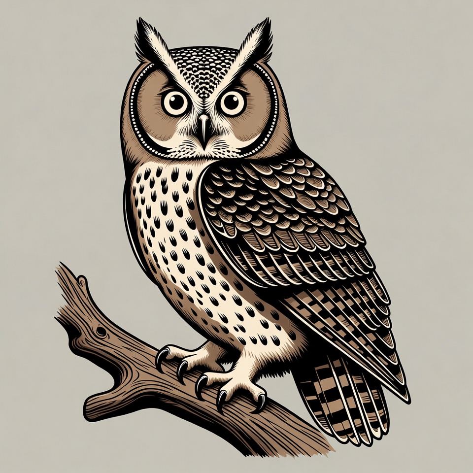 Great Horned Owl on Branch Great Horned Owl on Branch