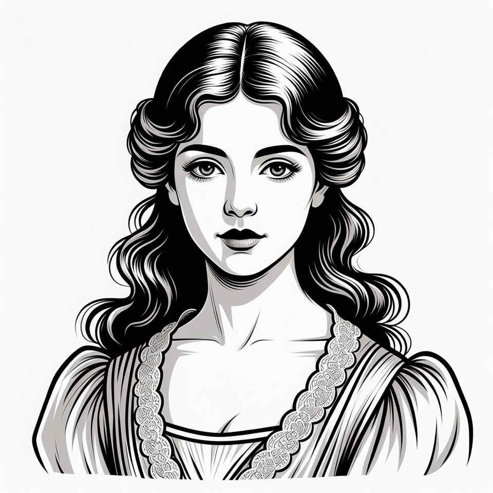 Victorian woman portrait illustration Victorian woman portrait illustration