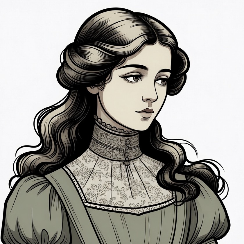 Victorian woman in lace collar dress Victorian woman in lace collar dress