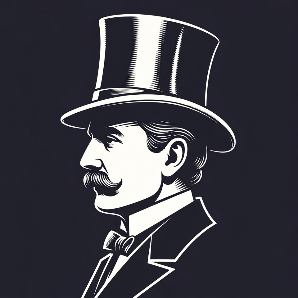 Man in top hat profile Man in top hat profile