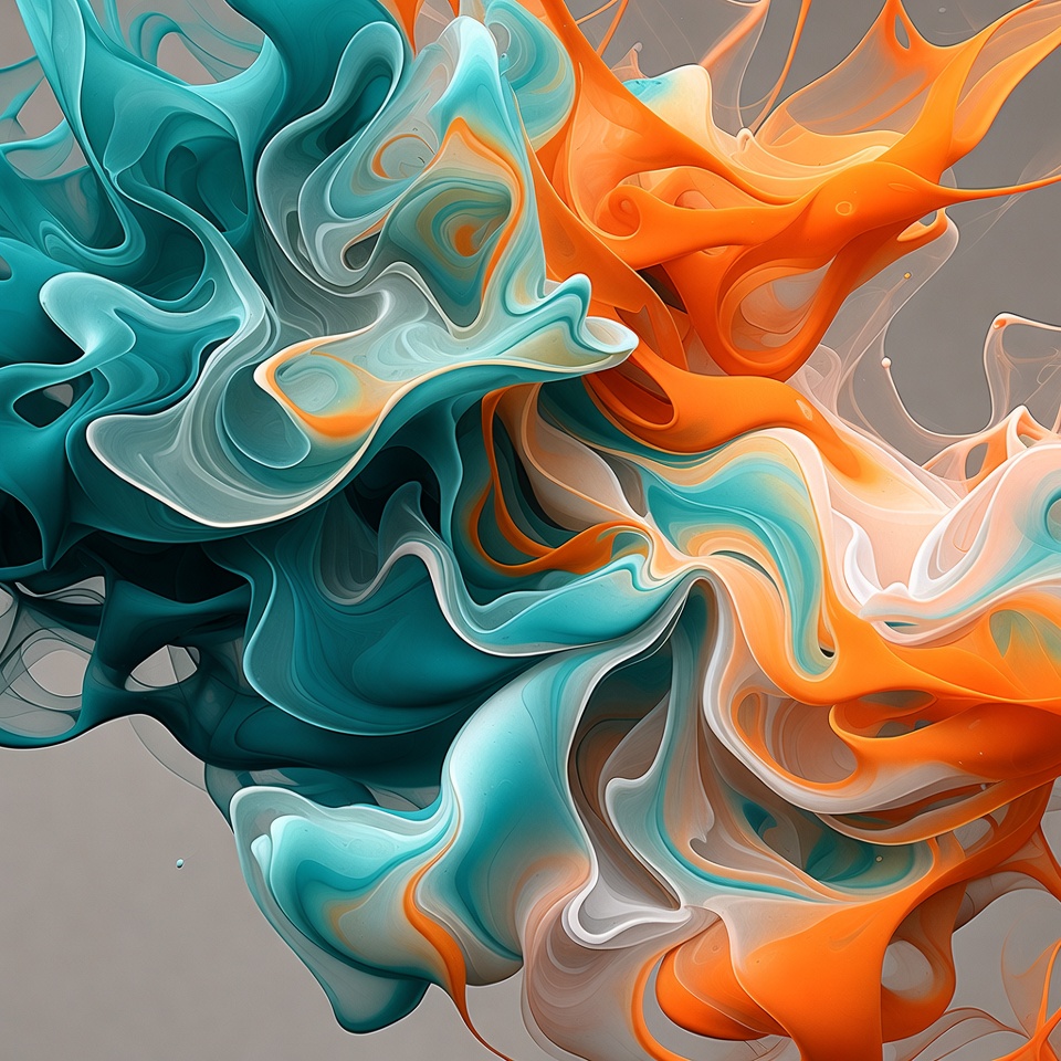 Abstract Teal and Orange Fluid Waves Abstract Teal and Orange Fluid Waves