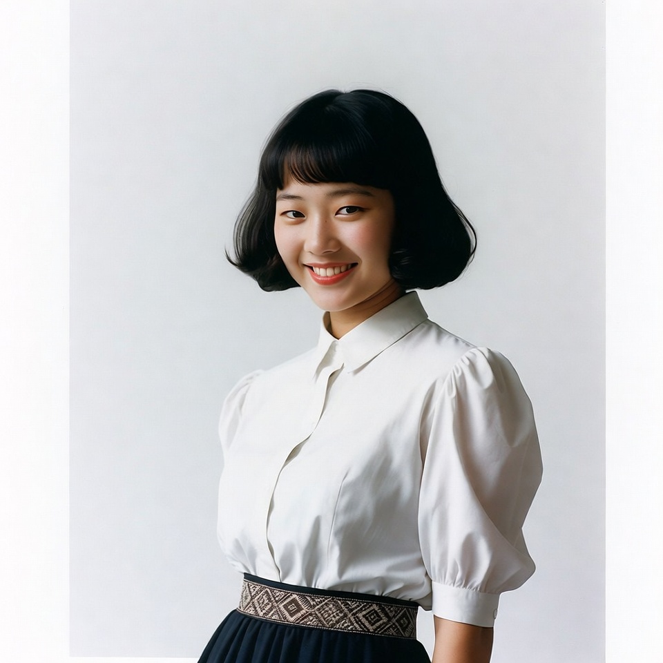Asian woman smiling in white blouse Asian woman smiling in white blouse