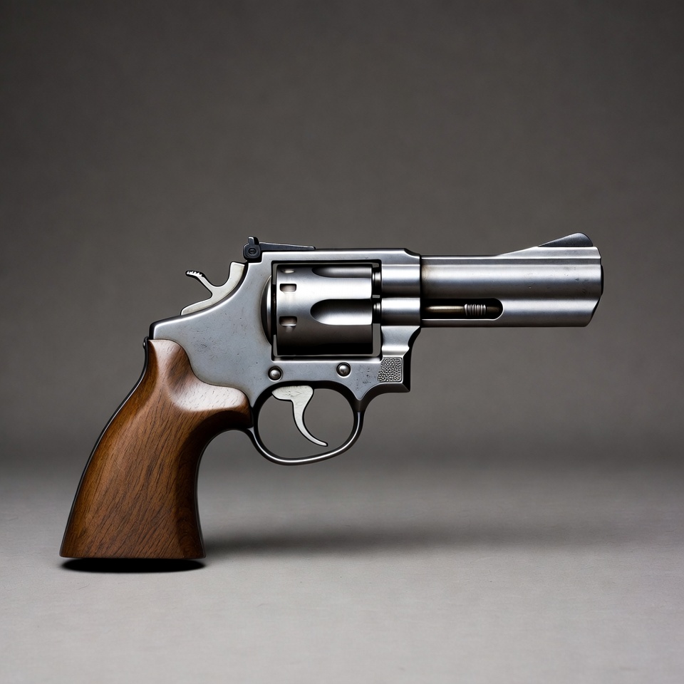 Smith & Wesson Revolver on Gray Background Smith & Wesson Revolver on Gray Background