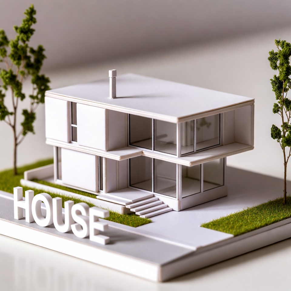 Miniature White Modern House Model Miniature White Modern House Model