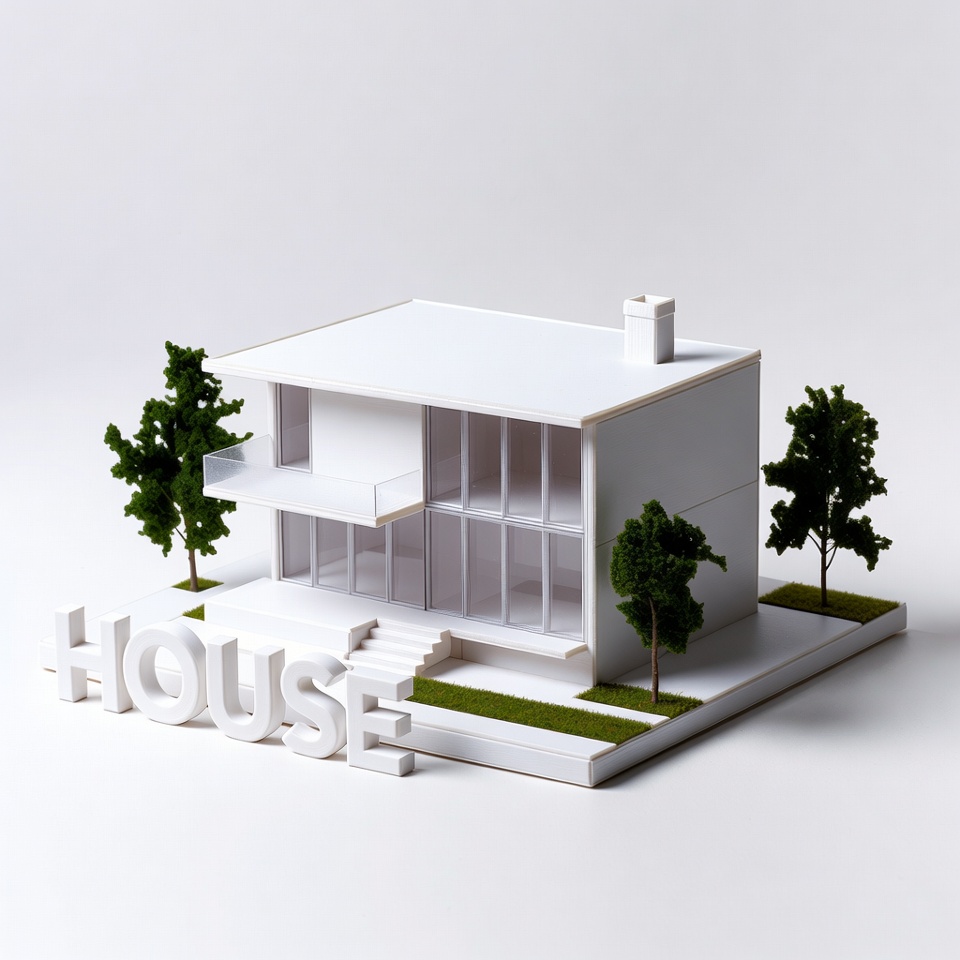 White Modern House Architectural Model White Modern House Architectural Model