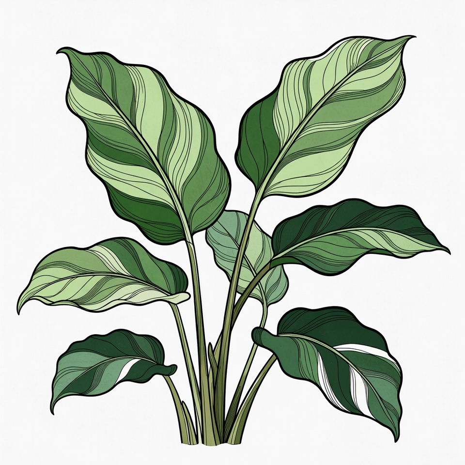 Variegated Prayer Plant Illustration Variegated Prayer Plant Illustration