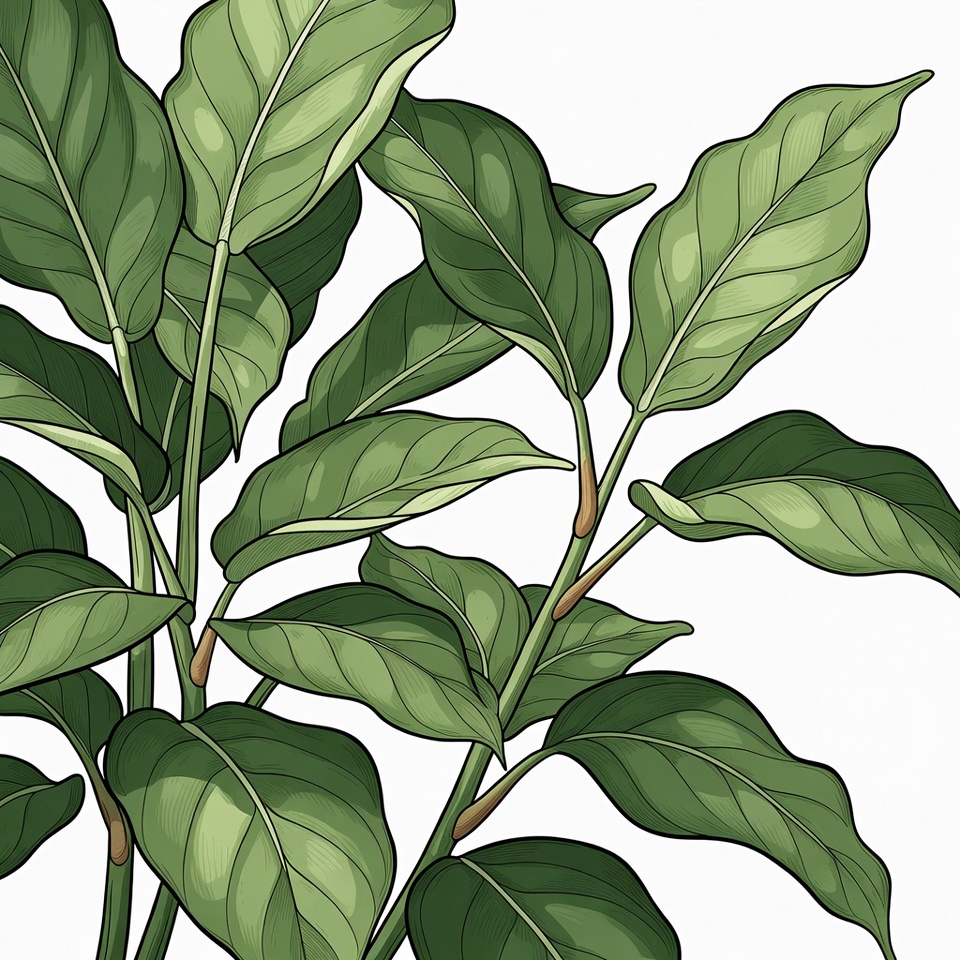 Green Tropical Plant Leaves Illustration Green Tropical Plant Leaves Illustration