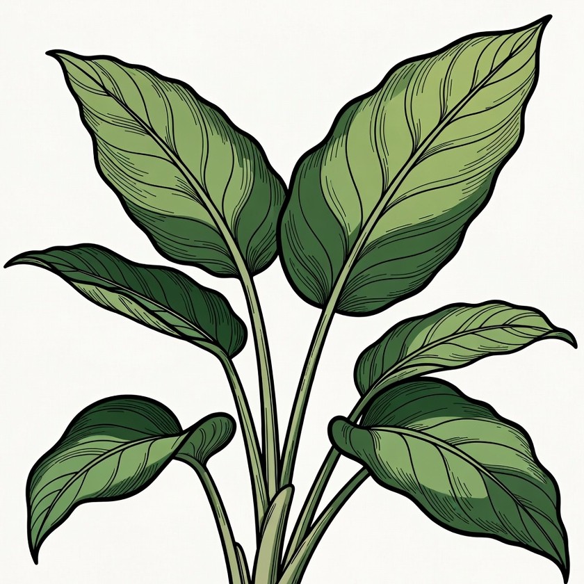 Green Philodendron Plant Illustration Green Philodendron Plant Illustration