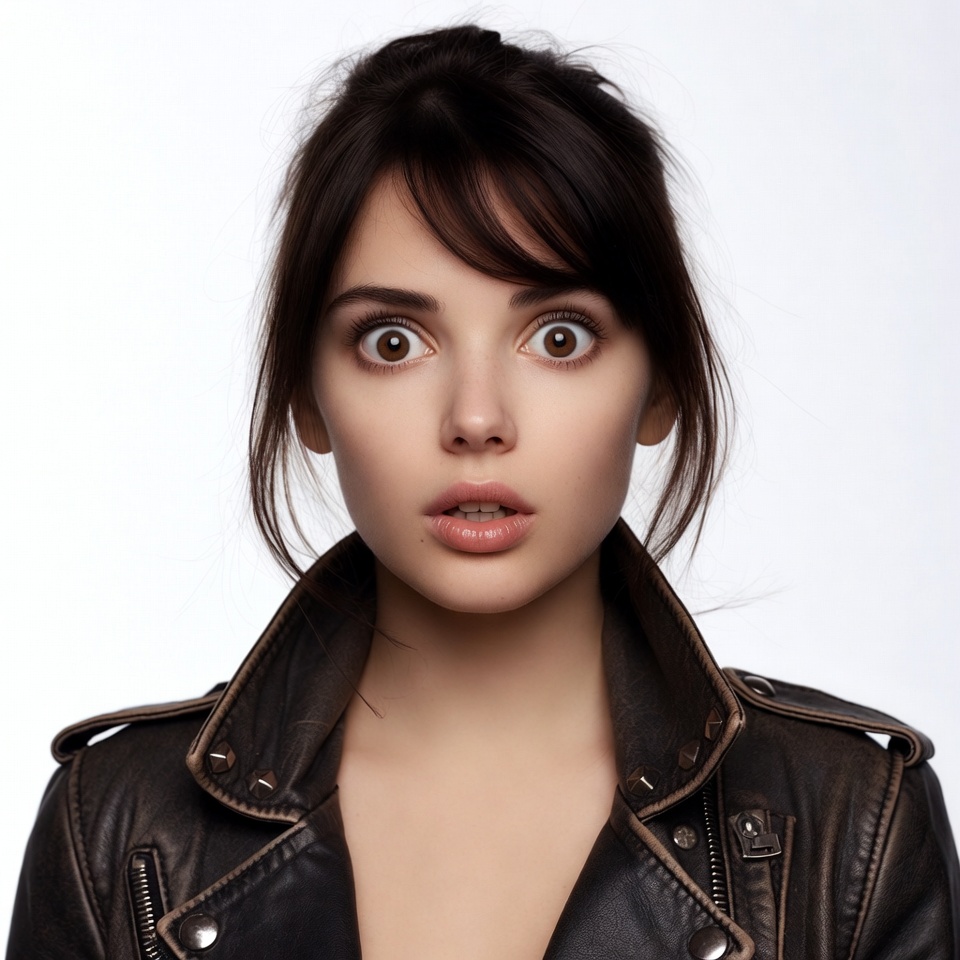 Woman with wide surprised eyes Woman with wide surprised eyes